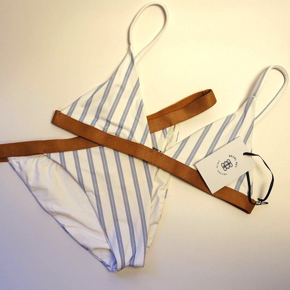 Revel Rey | NWT | Blue & White Stripe Bikini